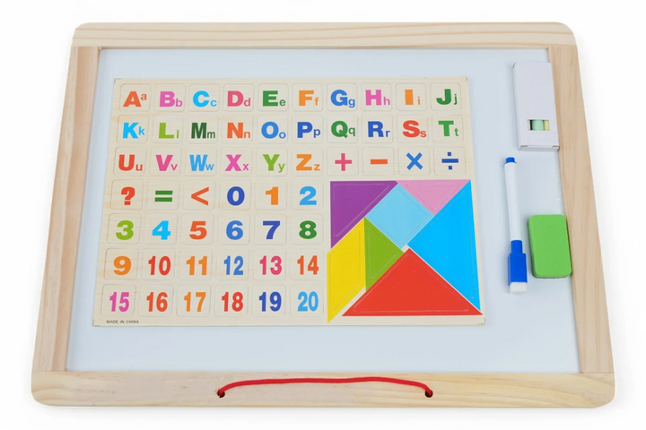 [MJ] Tabla Educativa cu Doua Fete – Creta, Marker si Burete, 33.5x22.5x5cm