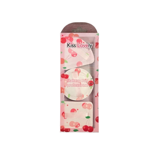 [MJ] Set Bureți Pudră 3 Piese – Kiss Lovely | Aplicare Uniformă & Fără Urme | Design Fructat, Ideal pentru Machiaj Zilnic