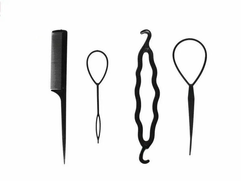 [MJ] SET COC 4PCS | Accesorii Coafura Pentru Cocuri si impletituri | Negru, Usor de Folosit