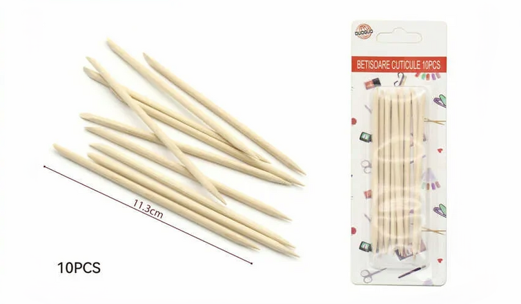 [MJ] Betisoare pentru Cuticule Unghii | Set 10 Bucati | 11.3 cm | Lemn Natural