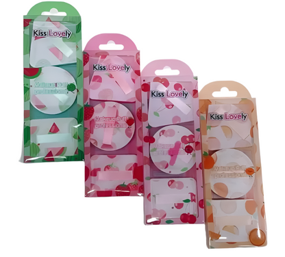 [MJ] Set Bureți Pudră 3 Piese – Kiss Lovely | Aplicare Uniformă & Fără Urme | Design Fructat, Ideal pentru Machiaj Zilnic
